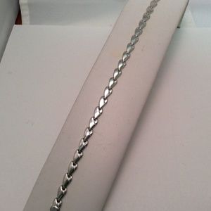 Lady'14k WHITE Solid Real Gold XO Hearts Bracelet 5.4gr